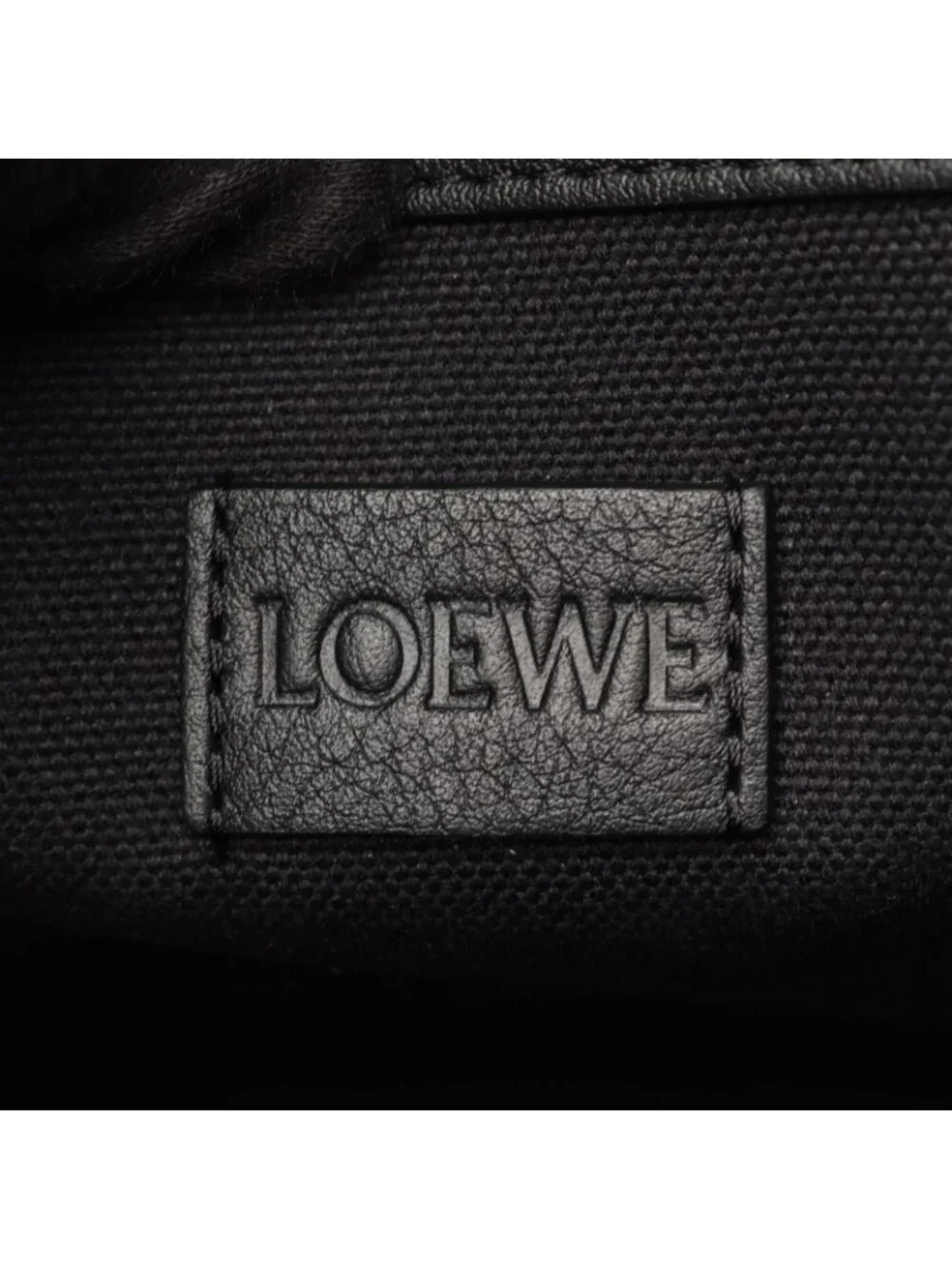 Loewe Tote Buckle Horizontal Anagram Black Canvas Leather